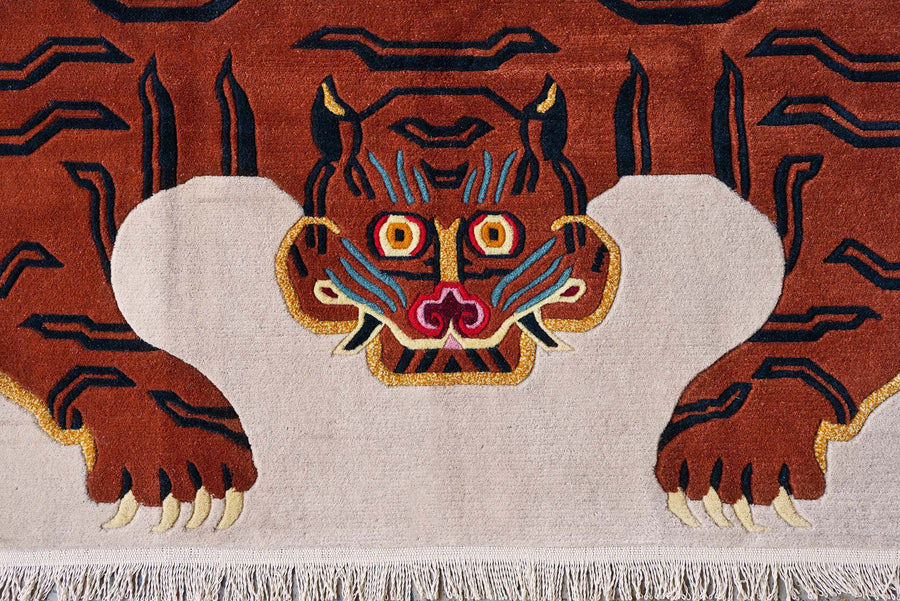 Handwoven Tibetan Tiger Rug by Tibetan Refugee Artisans (Tiger 2) – Tim ...